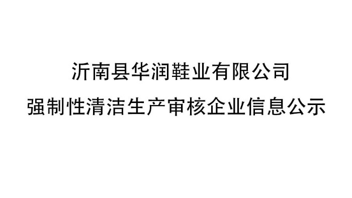 沂南县华润鞋业有限公司 强制性清洁生产审核企业信息公示